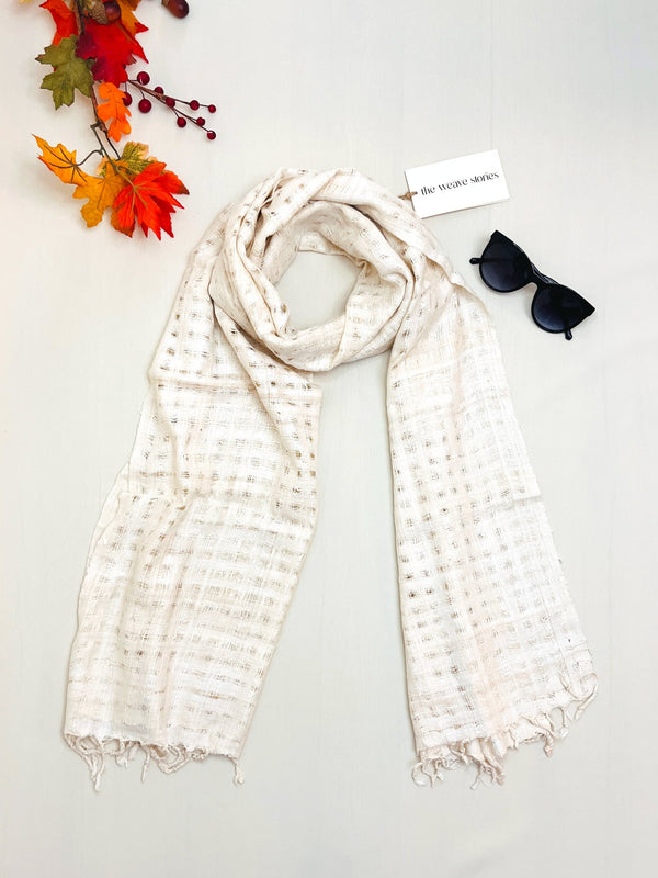 Eri Silk Stole Mesh - Ivory Color - SKU_TWSP/STEE14