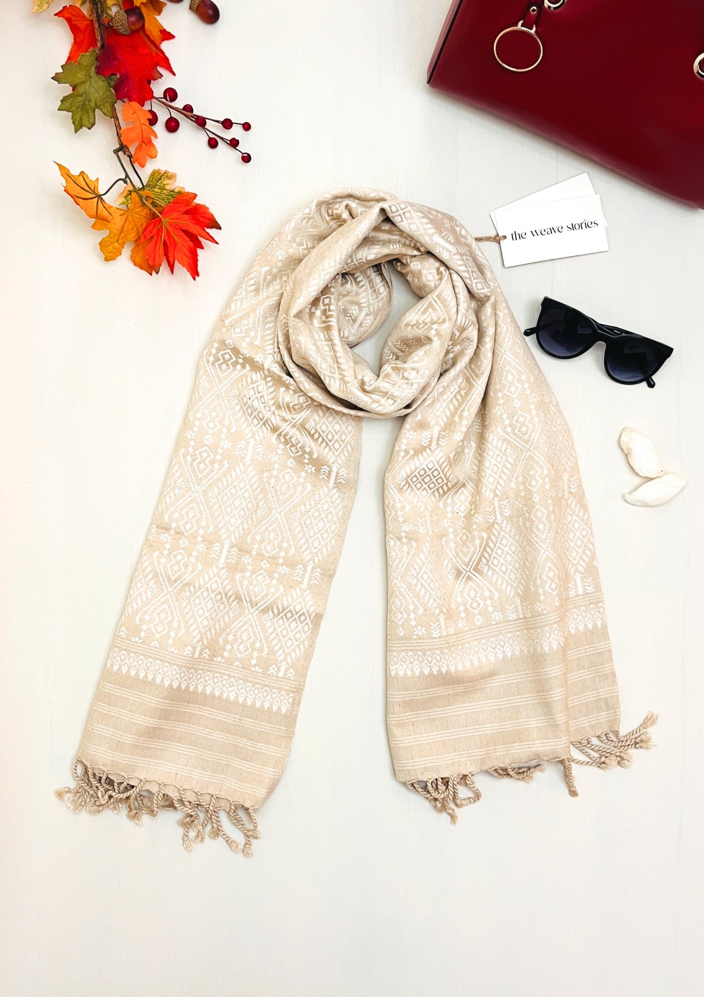 Premium_Eri Silk Stole - Hand Made - Eri Silk Motifs - SKU_TWSP/STEE12