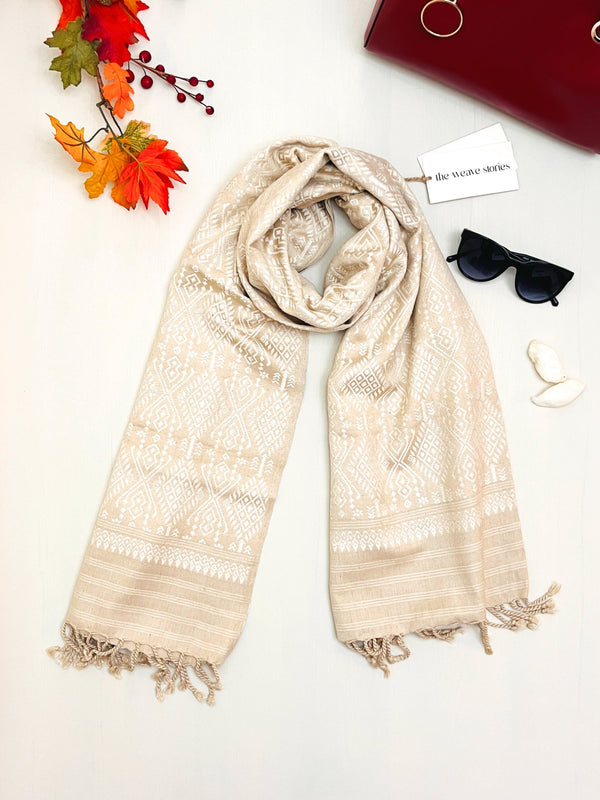 Premium_Eri Silk Stole - Hand Made - Eri Silk Motifs - SKU_TWSP/STEE12