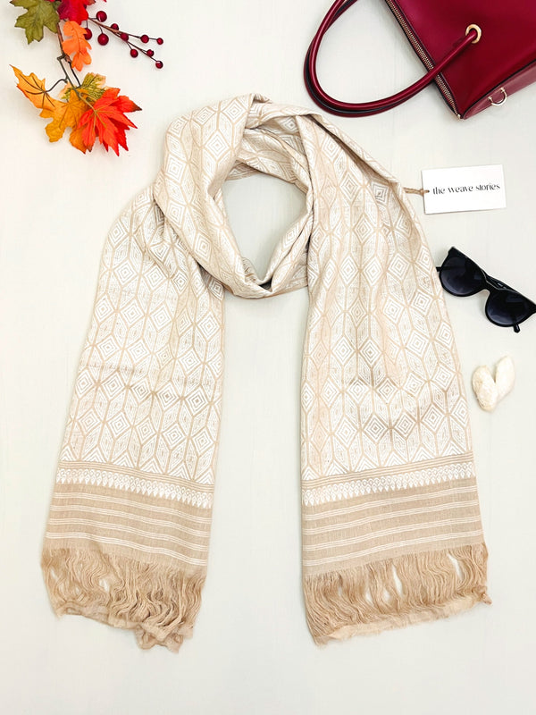 Premium_Eri Silk Stole - Hand Made - Eri Silk Motifs - SKU_TWSP/STEE13