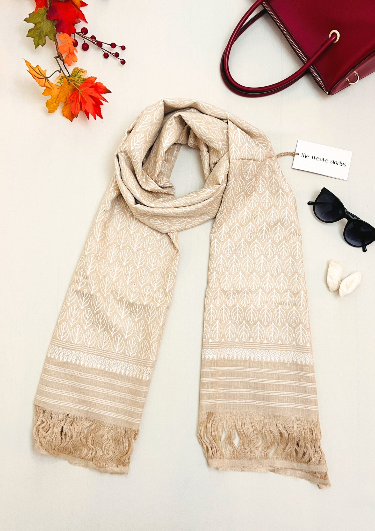 Premium_Eri Silk Stole - Hand Made - Eri Silk Motifs - SKU_TWSP/STEE10