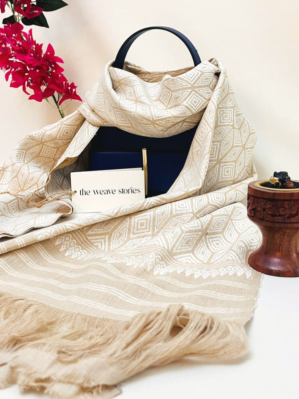 Premium_Eri Silk Stole - Hand Made - Eri Silk Motifs - SKU_TWSP/STEE13