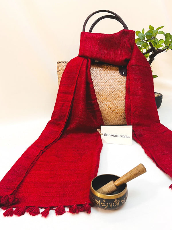 Luxe Eri Silk Fiber Stole - Organic Red - SKU_TWSD/STFE22