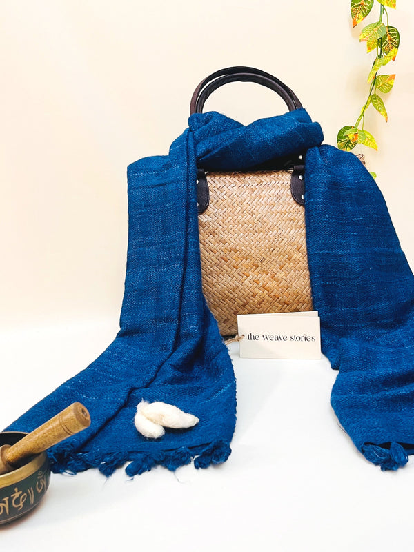 Luxe Eri Silk Fiber Stole - Organic Blue - SKU_TWSD/STFE21