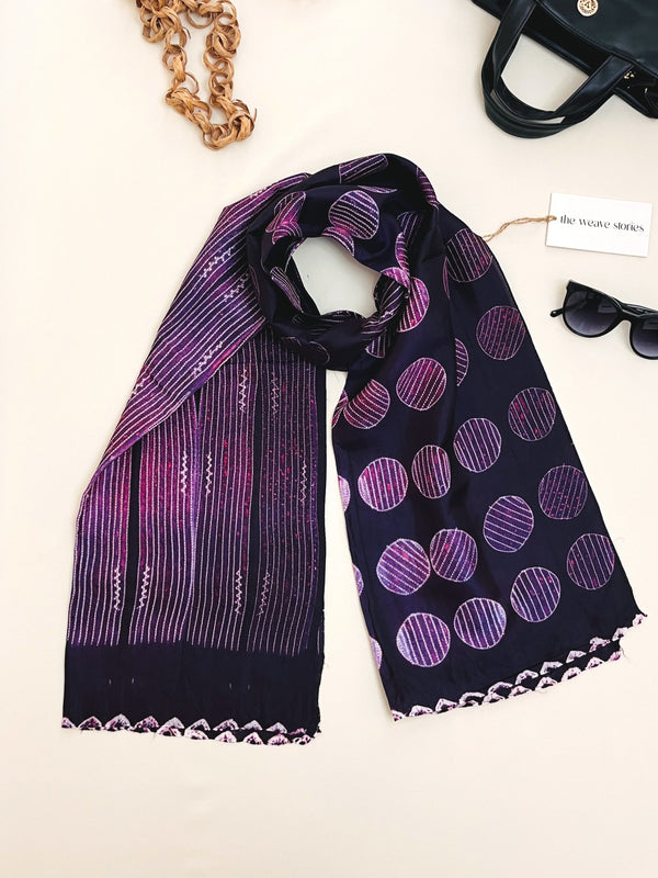 Mulberry Silk Scarf - Eminence & Plum Purple - Resist Dyeing Technique - SKU_TWSS/STM44