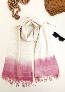 Premium Eri Silk Stole - Ivory & Puce Color - SKU_TWSP/STEE15