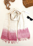 Premium Eri Silk Stole - Ivory & Puce Color - SKU_TWSP/STEE15
