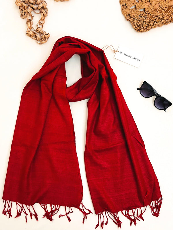 Premium Eri Silk Stole - Organic Prismatic Legacy Red - SKU_TWSD/STE25