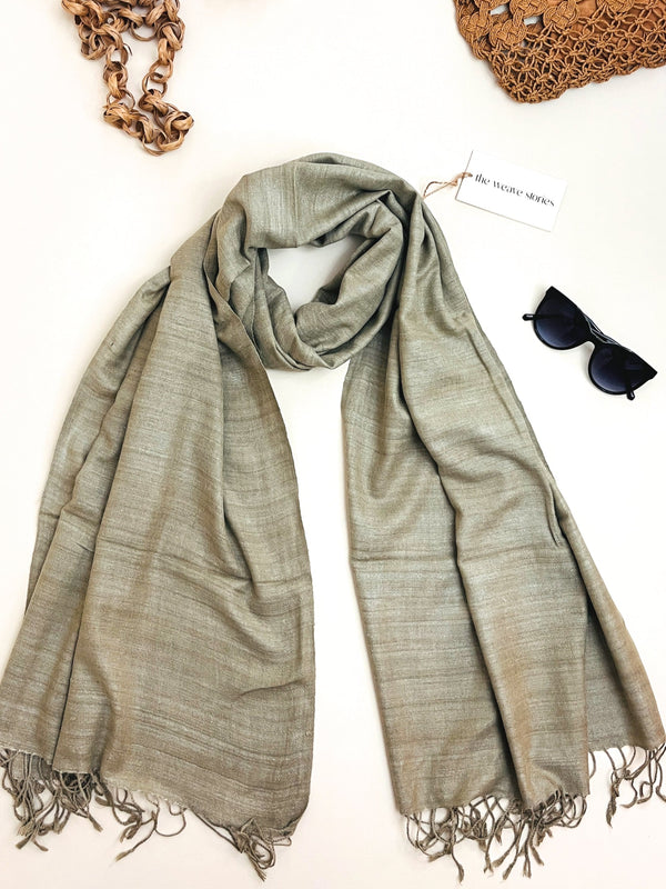 Premium Eri Silk Stole - Organic Olive Grey - SKU_TWSD/STE26