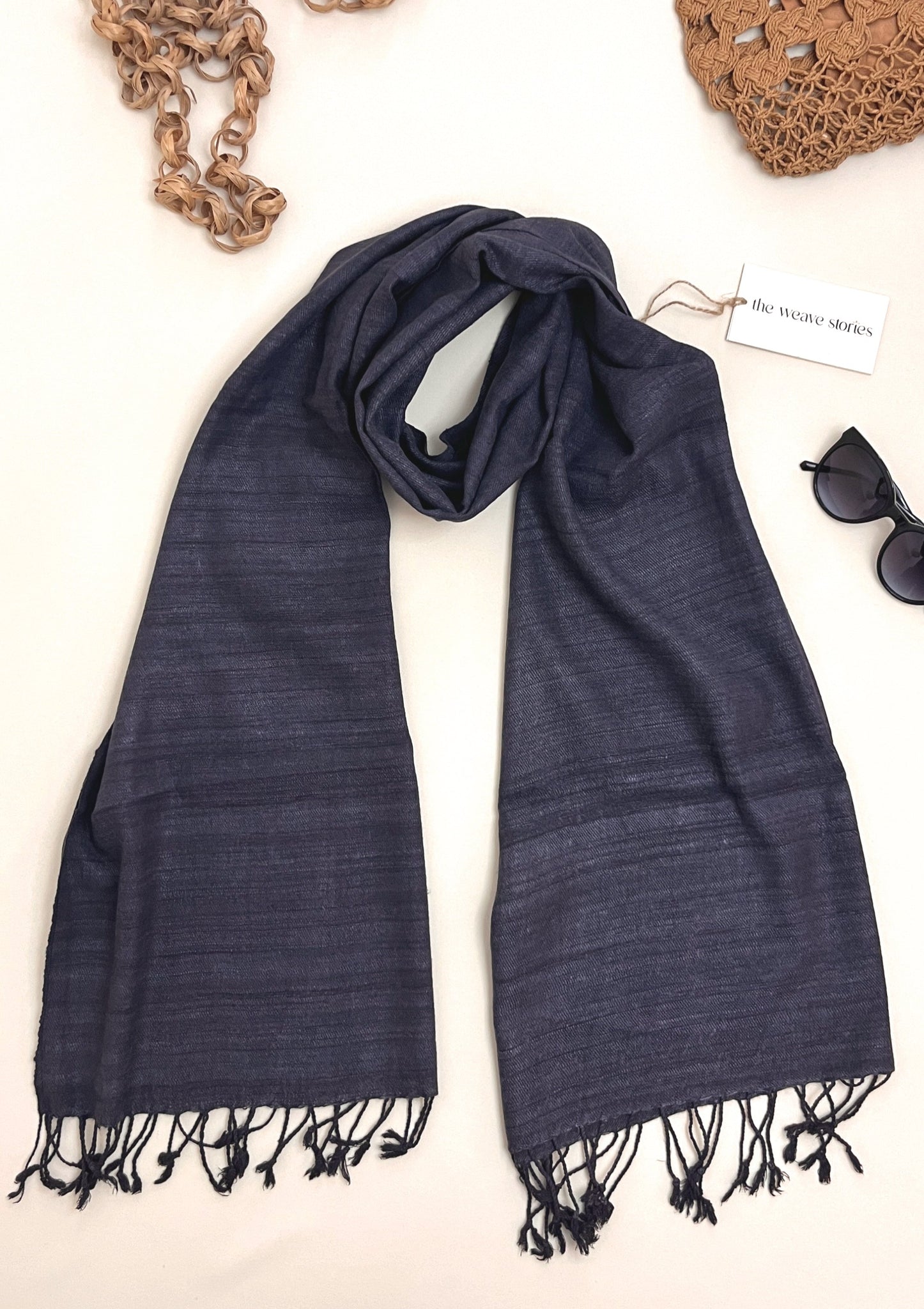 Premium Eri Silk Stole - Organic Davy's Grey - SKU_TWSD/STE28
