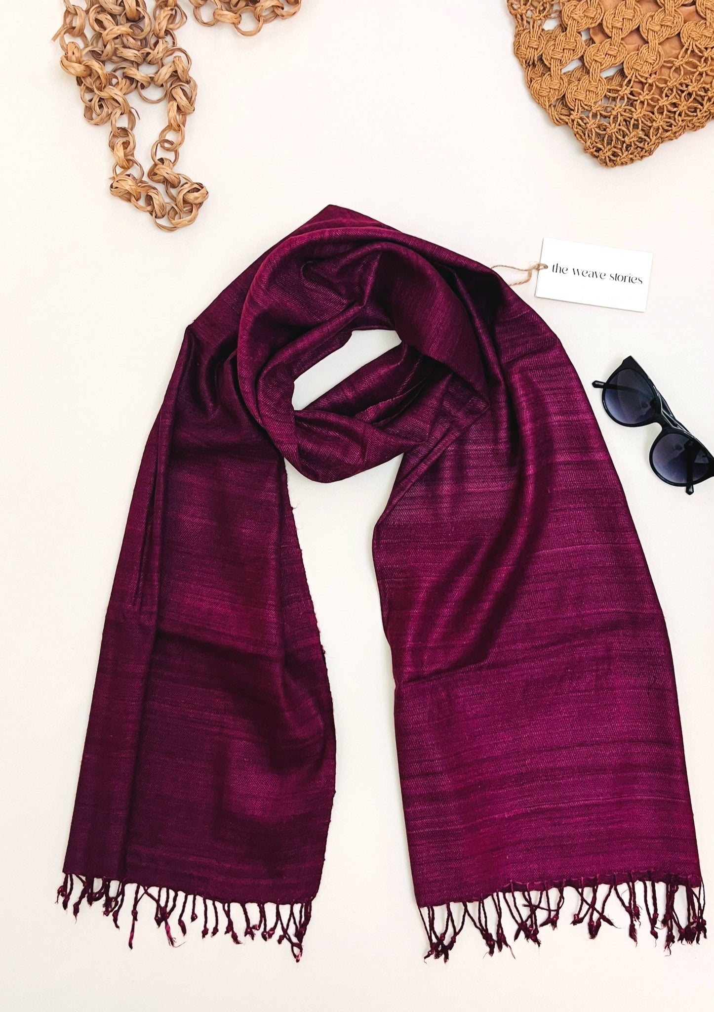 Premium Eri Silk Stole - Organic Magenta - SKU_TWSD/STE29