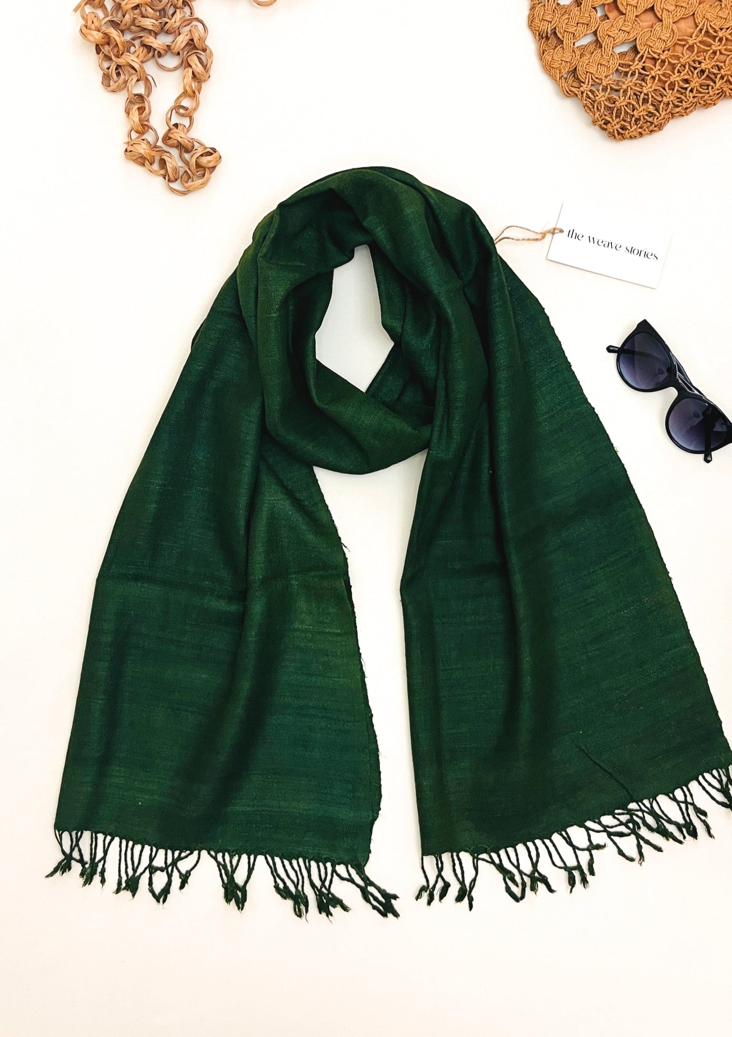 Premium Eri Silk Stole - Organic Castleton Green - SKU_TWSD/STE30
