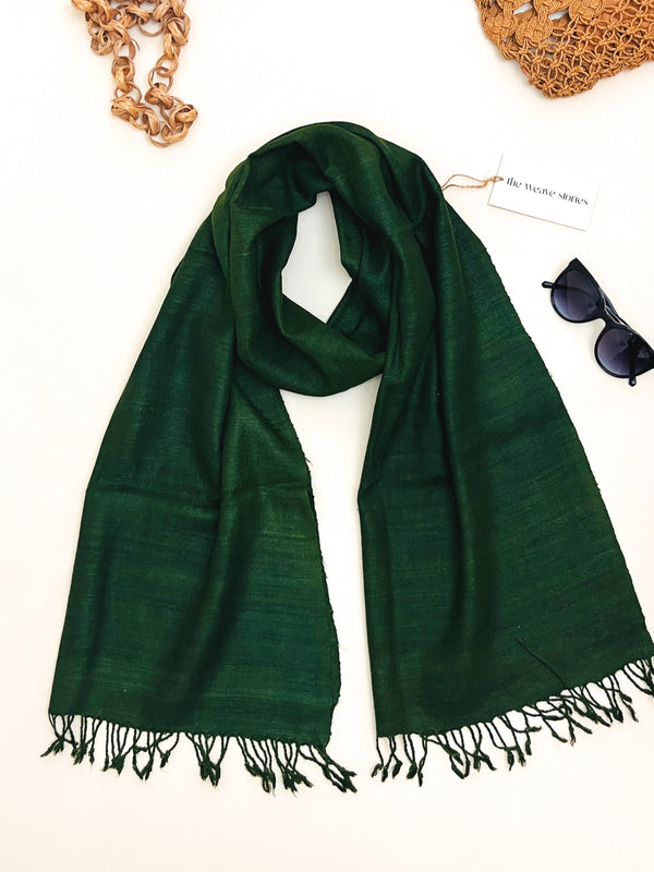 Premium Eri Silk Stole - Organic Castleton Green - SKU_TWSD/STE30