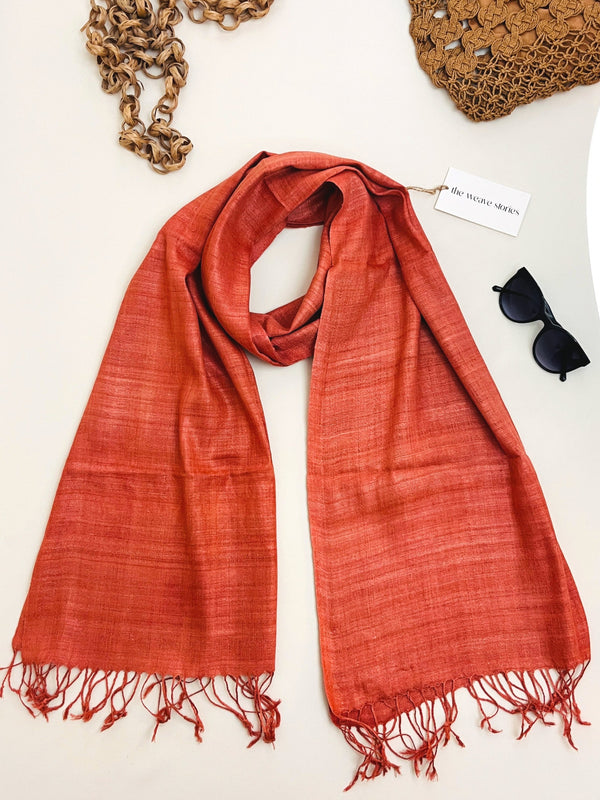 Premium Eri Silk Stole - Organic Orange Red - SKU_TWSD/STE33