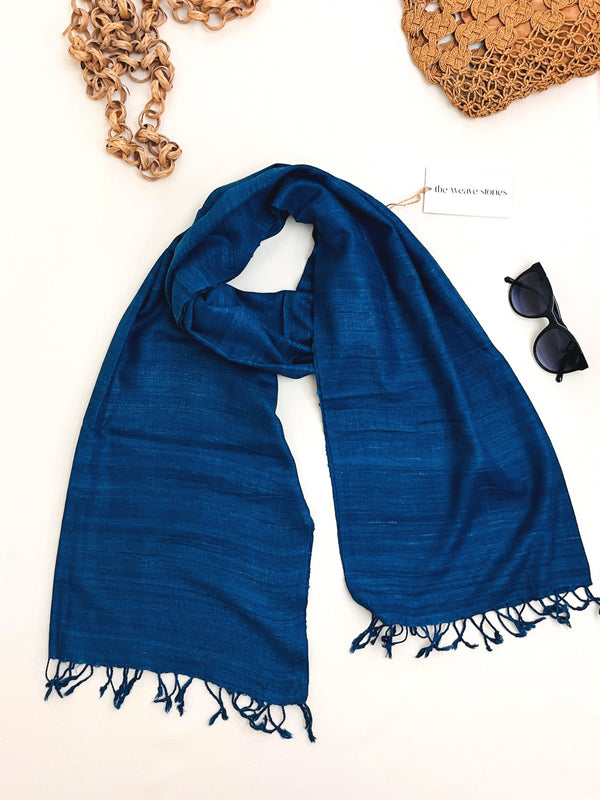 Premium Eri Silk Stole - Organic Cobalt Blue - SKU_TWSD/STE34