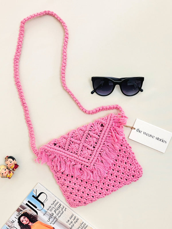 Macrame Sling Bag - Pink - SKU_TWSA/SBP108