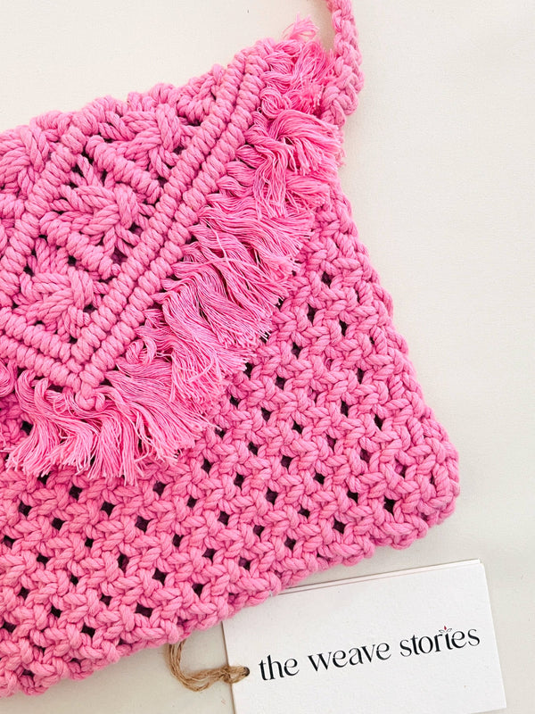 Macrame Sling Bag - Pink - SKU_TWSA/SBP108