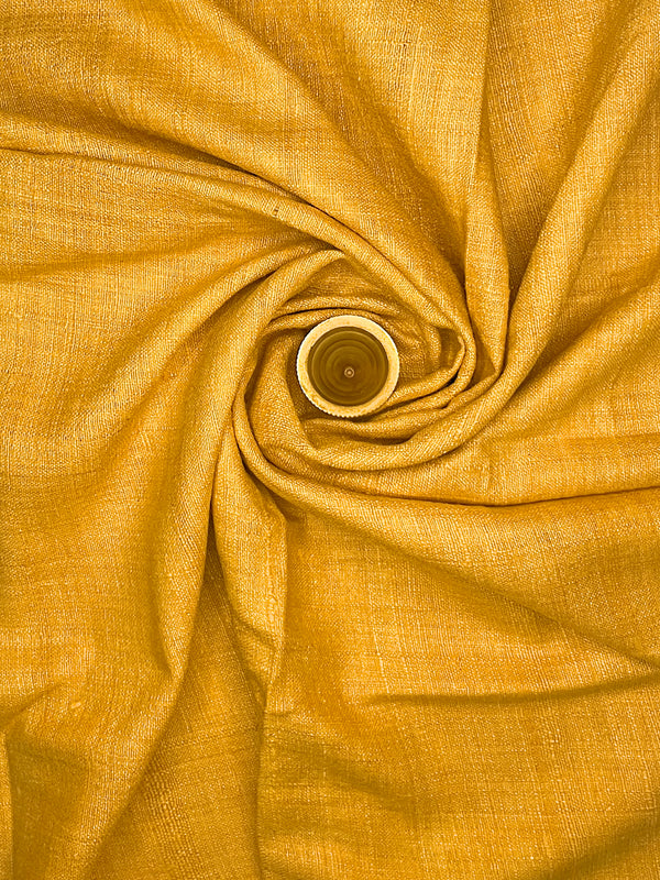 Eri Silk - 132 cm (W) X 12 mtr (L) - Handspun, Machine Made - Marigold Yellow - SKU_TWSP/FE51