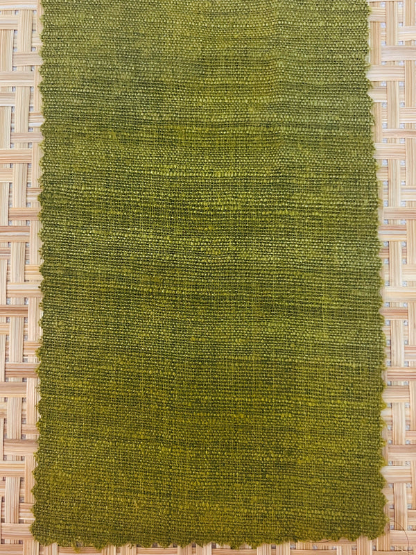 Eri Silk - 112 cm (W) X 12 mtr (L) - Handspun, Handmade - Olive Green Color - SKU_TWSP/FE64