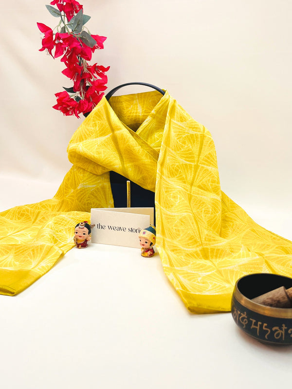 Mulberry Silk & Cotton Scarf - Goldenrod Yellow - Resist Dyeing Technique - SKU_TWSS/STM40
