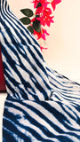 Mulberry Silk & Cotton Scarf - Galaxy Blue & White - Resist Dyeing Technique - SKU_TWSS/STM43