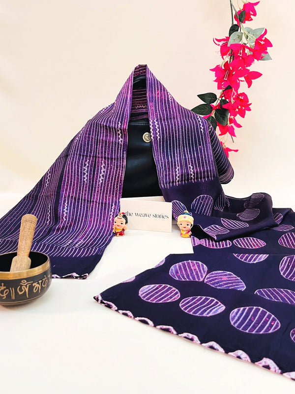 Mulberry Silk Scarf - Eminence & Plum Purple - Resist Dyeing Technique - SKU_TWSS/STM44