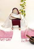 Premium Eri Silk Stole - Ivory & Puce Color - SKU_TWSP/STEE15