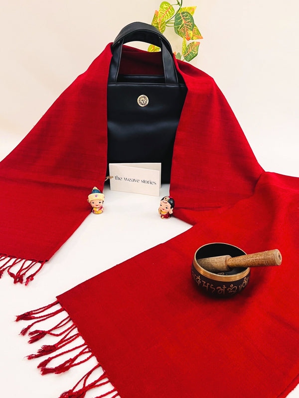 Premium Eri Silk Stole - Organic Prismatic Legacy Red - SKU_TWSD/STE25