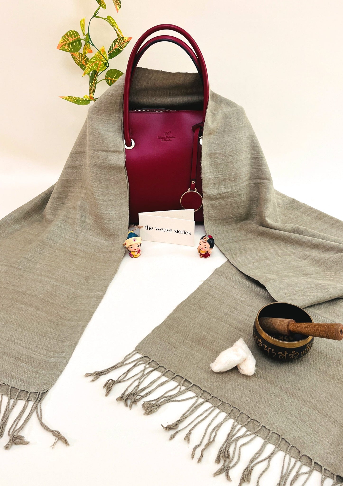 Premium Eri Silk Stole - Organic Olive Grey - SKU_TWSD/STE26
