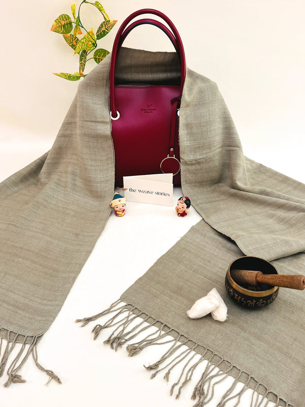 Premium Eri Silk Stole - Organic Olive Grey - SKU_TWSD/STE26
