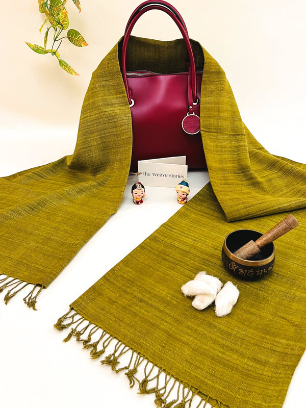 Premium Eri Silk Stole - Organic Bronze Yellow - SKU_TWSD/STE27