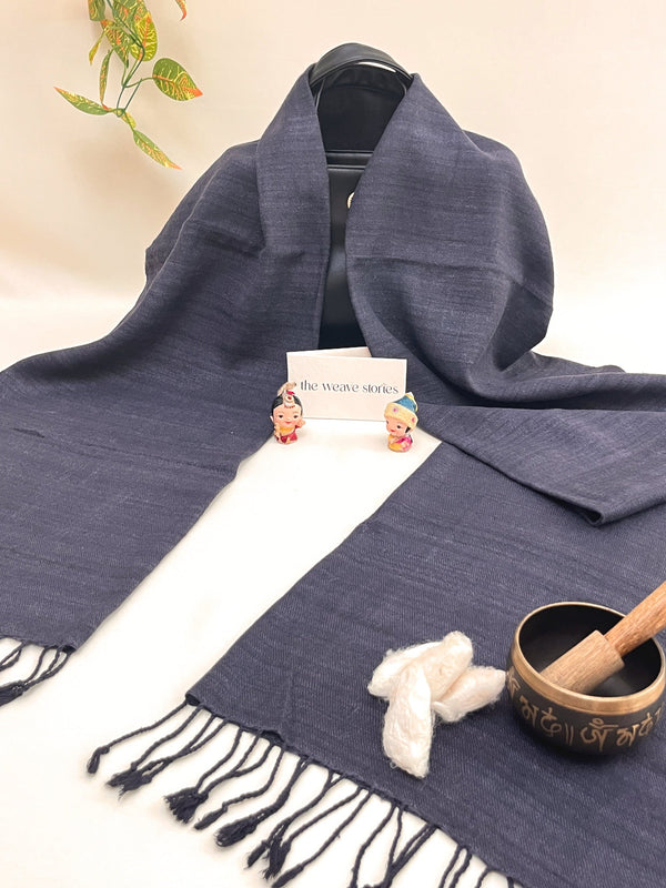 Premium Eri Silk Stole - Organic Davy's Grey - SKU_TWSD/STE28