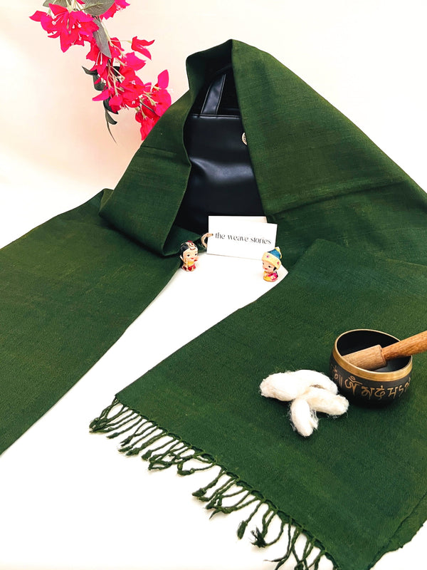 Premium Eri Silk Stole - Organic Castleton Green - SKU_TWSD/STE30