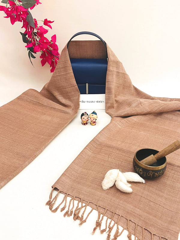 Premium Eri Silk Stole - Organic Light Taupe Color - SKU_TWSD/STE31