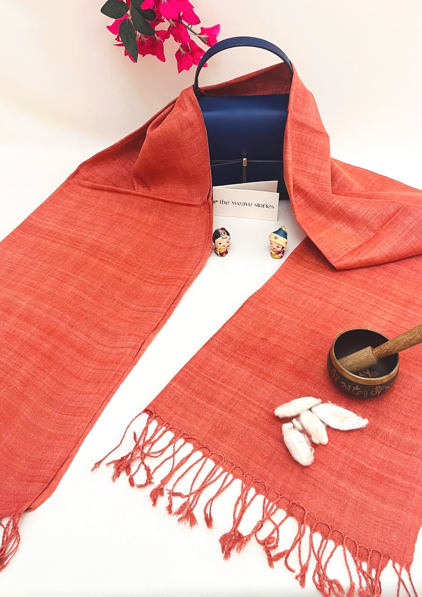 Premium Eri Silk Stole - Organic Orange Red - SKU_TWSD/STE33
