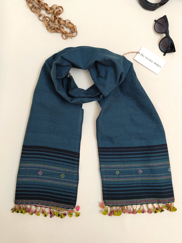 Elegant Cotton Stole - Aegean Blue - SKU_TWST/CB66
